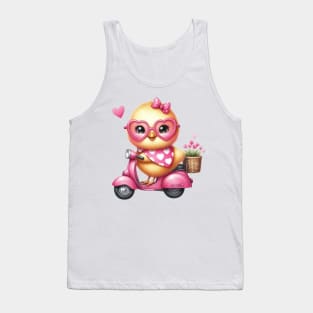 Valentine Chicken In Pink Scooter Tank Top